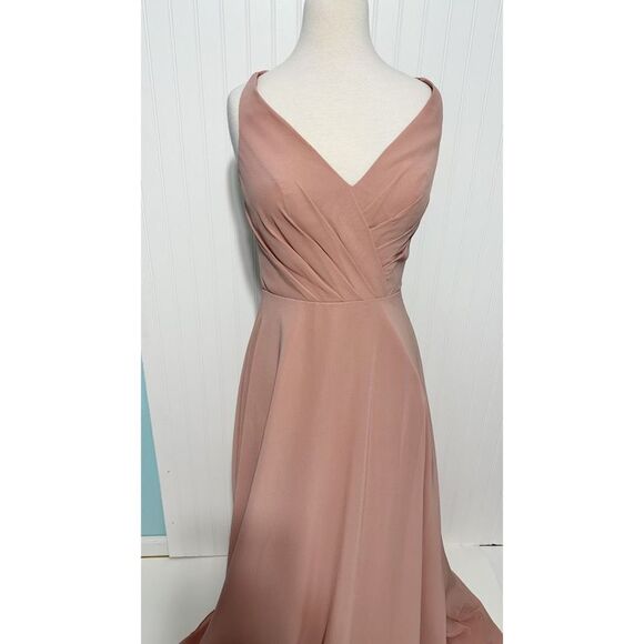 Sorella Vita Classic Lace-Up Back Chiffon Bridesmaid‎ Dress Gown Pink Size 12 - Picture 5 of 14